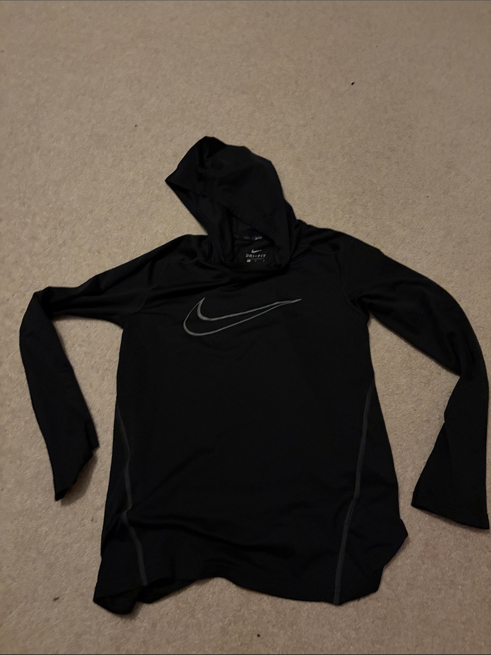 Nike Black Hooded Performance Pullover with Reflective Swoosh